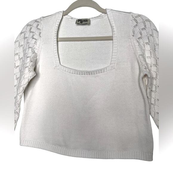 Show Me Your MuMu White Cropped Sweater Size XS - Picture 4 of 14